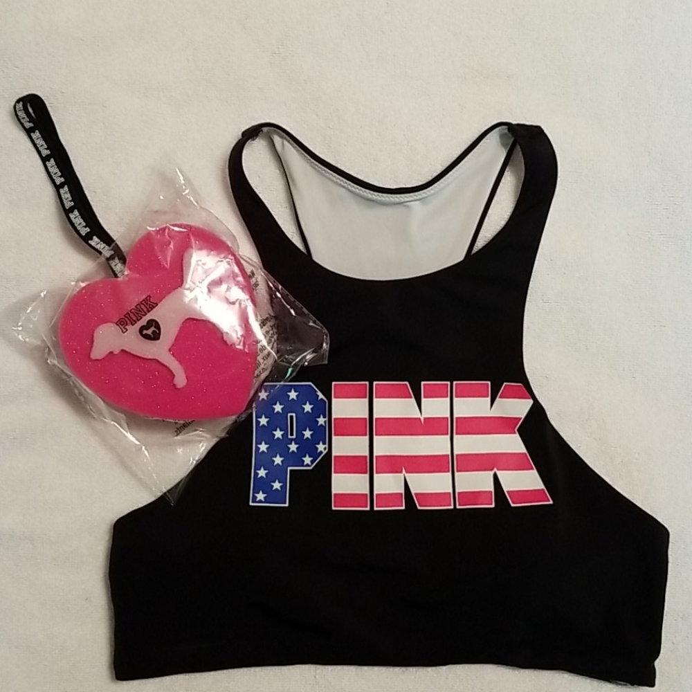 VS PINK sports bra &  exfoliating sponge